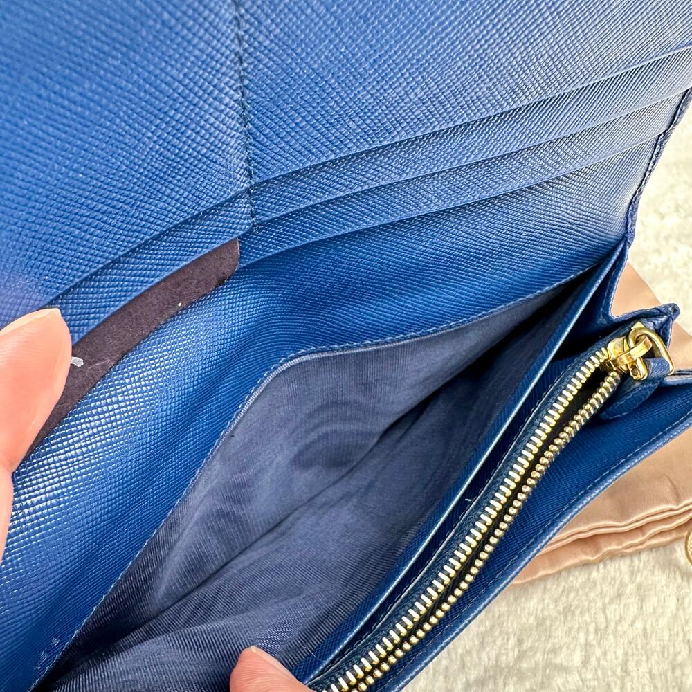 Prada Long Wallet Blue Saffiano Leather NICE Used with box Cute! - Picture 10 of 16